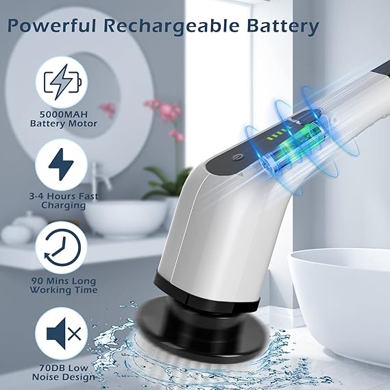 Electric Spin Scrubber,  Cleaning Brush with 8 Replacement